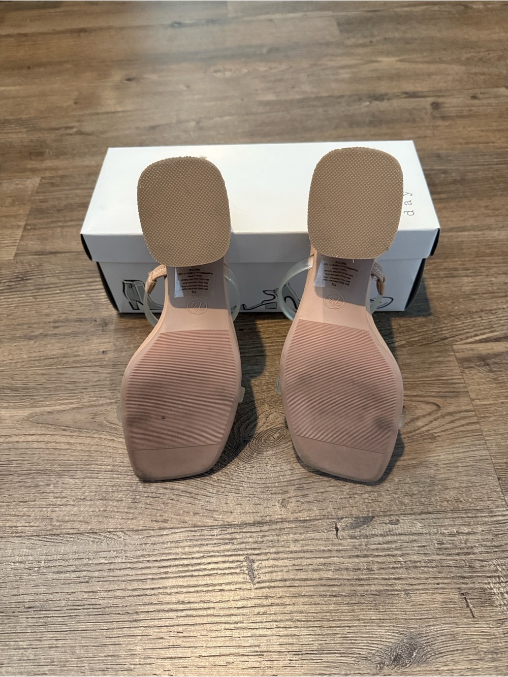 A New Day Clear Strap Nude/Raffia Block Heel Sandals - - Picture 5 of 5